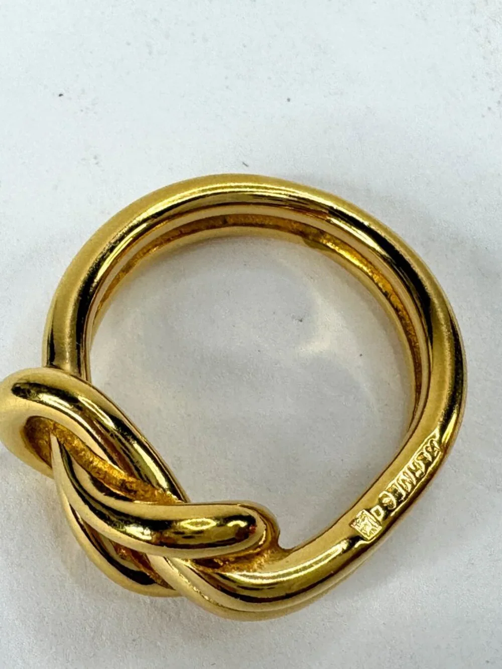 Vintage Hermès Gold Plated Knot Atame Scarf Ring with Original Box GS867